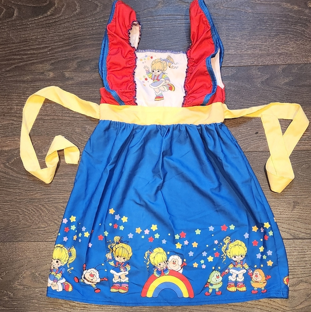 Vintage Rainbow Bright Red and Blue Kids Apron Dress